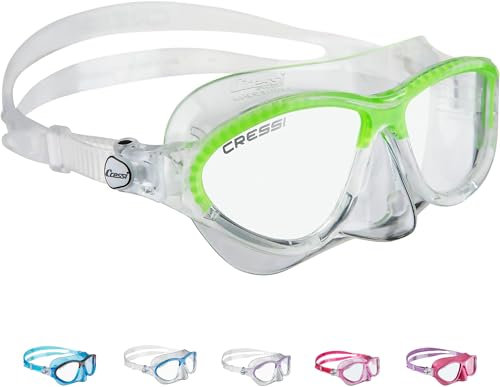 Cressi Moon Kid - Maschera Snorkeling Bambini e Ragazzi 7-15 Anni in Silicone Antiallergico Antigraffio, Maschera Subacquea Bambino Bambina Regolabile Ideale come Occhialini Nuoto e Maschera Sub, Lime