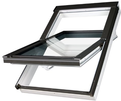 FAKRO Dachfenster Kunststoff PTP-V U3 mit Dauerlüftung und Eindeckrahmen (66 x 118)