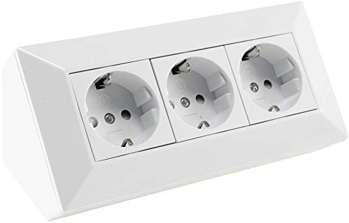 Uttagsblock vit | 3 jorduttag för kök, kontor, verkstad