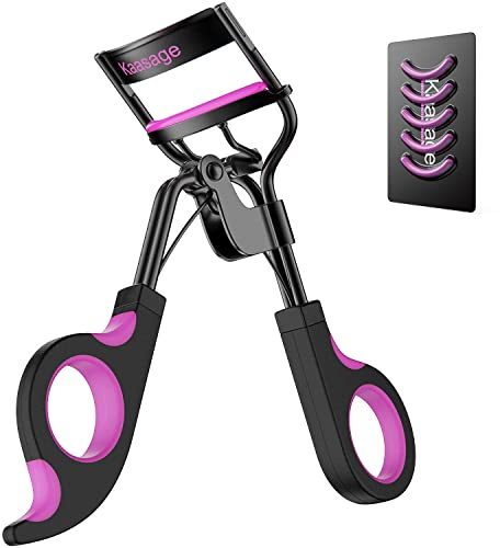 Kaasage Eyelash Curler with Pads, Lash Curler with 5 Extra Silicone Replacement Pads, Achieve Perfect Curls in 5 Seconds
