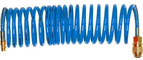 Extol Premium PU-Spiraldruckluftschlauch mit Schnellkupplungen aus Messing, 8865131