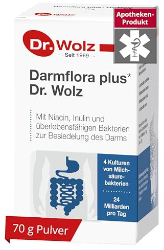 Dr. Wolz Darmflora plus Pulver – 24 Mrd. pro Tag, 4 Stämme & Inulin, 70 g