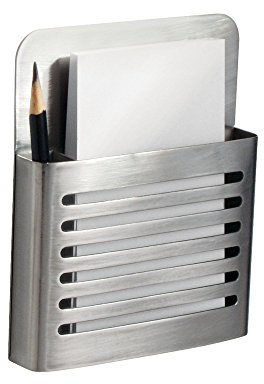 iDesign Magnetisk modern penn- och pennhållare, metallförvaringsorganisatör för kök, skåp, hem eller kontor, rostfritt stål, borstad, set med 1