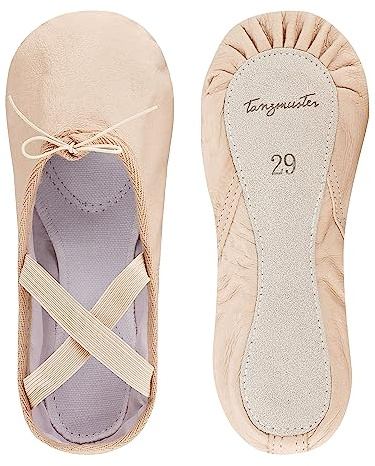 tanzmuster Ballettschuhe Mädchen und Damen - Sasha - Leder - ganze Ledersohle - Gr. 22-45 - Ballettschläppchen für Kinder und Erwachsene - Tanzschuhe fürs Ballett