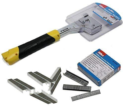 Hammer Tacker Hand Held & Assorted Staple Carpet Wood upholstery Stapler Gun NEW