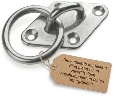 ARBO-INOX® - Placa de ojo - con anilla - acero inoxidable - 80 x 50 mm - pulida - forma de rombo.
