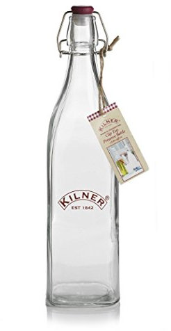 Set of 2 1Litre Vintage Glass Kilner Beer Wine Gin Cordial Oil Flip Top Preserving Bottles
