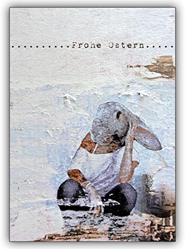 Kartenkaufrausch 10 Osterkarten: Künstler Oster Grußkarte mit Photomontage Osterhase • individuelle Grusskarten Set mit Umschlägen, hochwertige Qualität