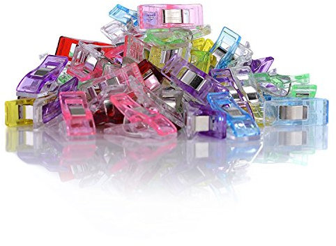 GWHOLE 60 Stück Stoffklammern Nähen Zubehöre Nähklammern Klammern Kunststoff 6 Farben, 27 * 10mm