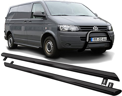 Hansen Styling Parts Schwarze Trittbretter Schwellerrohre ø 76mm (aus Edelstahl) mit Teilegutachten kompatibel mit VW T5 (2003-2015) kurzer Radstand
