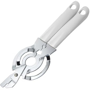 Fackelmann Gläseröffner ARCADALINA, Schraubdeckelöffner mit Funktionsteil aus verchromtem Stahl, Drehverschlussöffner mit ergonomischem Griff (Farbe: Weiß/Silber), Menge: 1 Stück