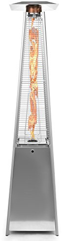 Thermo Tiki Deluxe Propane Outdoor Patio Heater - Pyramid Style w/Dancing Flame (Floor Standing) - Stainless Steel