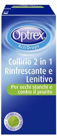 Optrex ActiDrops 2in1, Collirio Rinfrescante e Lenitivo con Estratti Naturali per Occhi Secchi e Stanchi, 10 ml
