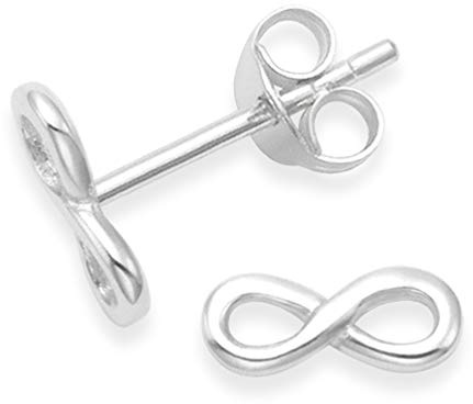 Heather Needham Sterling Silver Infinity Earrings - SIZE: 1/3 inch - 8mm x 3.5mm (very small) - MUCH SMALLER THAN SHOWN. Gift Boxed 5084
