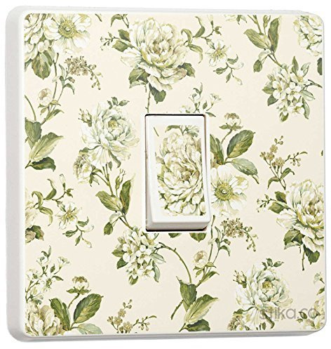stika.co Set of 2 Bethany Floral Cream Light Switch Stickers – Decorative Vinyl Skin Covers for Home, Bedroom, Nursery, & Office Decor