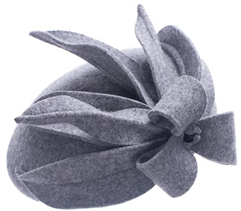 Damen Fascinator aus Wollfilz, Cocktail-Rennen, Cheltenham, Fesitval-Hut, A302, Grau, Einheitsgröße, grau, Einheitsgröße