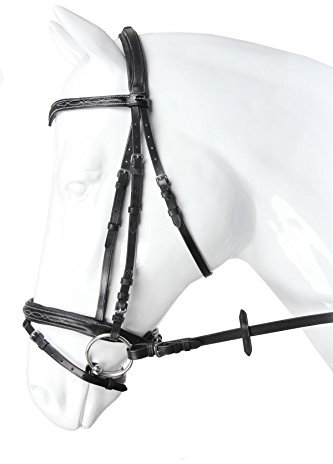 Horka trensenzaum VerdiEnglisch V-Form Leder schwarzes Pony