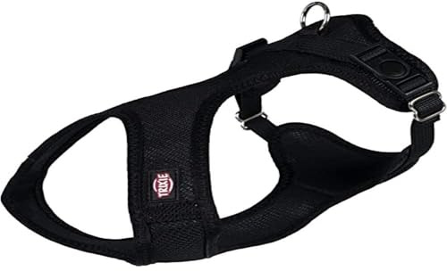 TRIXIE Comfort Soft Hundegeschirr Gr. S–M, 35–60 cm/20 mm – schwarz | Weich gepolstert mit stufenlos verstellbarem Bauchgurt – sportlicher Komfort zum Joggen für kleine Hunde