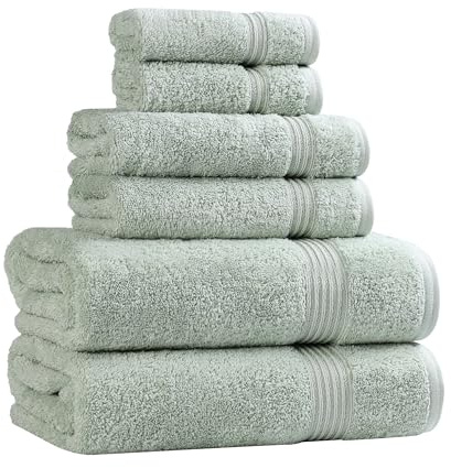 Superior, Juego de Toallas de algodón, Salvia, 6 Piezas