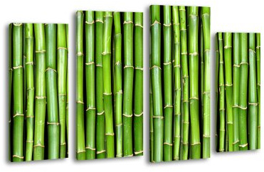 wandmotiv24 Leinwandbild Bambus LW87 Wandbild, Bild auf Leinwand, 4 Teile, 180x100cm, Kunstdruck Canvas, XXL Bilder, Keilrahmenbild, fertig aufgespannt, Bild, Holzrahmen, Bambus, Asia, Wald,
