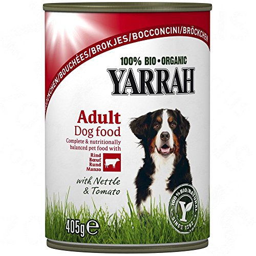 YARRAH Bio Hundefutter Bröckchen Huhn, Rind, Brennessel, Tomate 405g, 12er Pack (12 x 405 g)