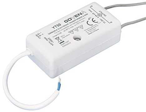 0 W – 50 W, 12 V ac transformador regulable electrónico – Halógeno (MR16, MR11, G4), 12 VAC luces LED, yt50
