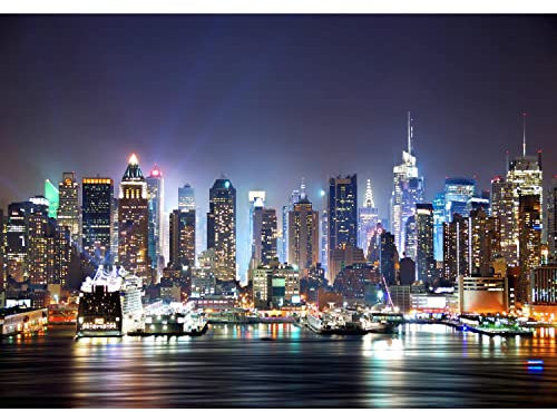 Runa Art Fototapete New York skyline 352 x 250 cm Vlies Tapeten XXL Moderne Wandtapete Wohnzimmer Schlafzimmer Bunt 9038011a