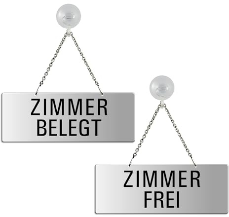OFFORM DESIGN Wendeschild Kettenschild Hängeschild Zimmer Frei/Zimmer Belegt mit Saugnapfhaken 175x65 mm Nr.31225-ES