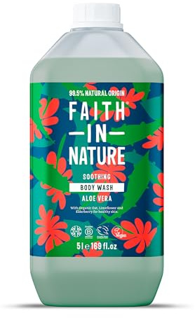 Faith In Nature Natural Aloe Vera Body Wash, Rejuvenating, Vegan & Cruelty Free, No SLS or Parabens, 5L Refill Pack