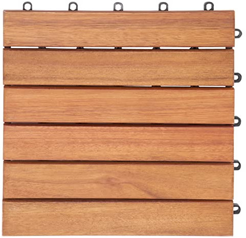 CASARIA® 1x Eucalyptus Wood DeckingTile | 30x30cm | Cuttable Interlocking System | Drainage System | Garden Patio Click Lock-in Flooring Deck | FSC-Certified Eucalyptus | 1 Tile
