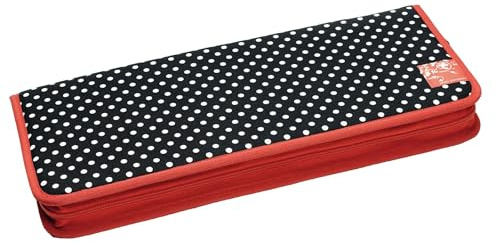 Prym Gepunktetes Stricknadel-Etui rotem Rand, Schwarz/Weiß, aus Polyester