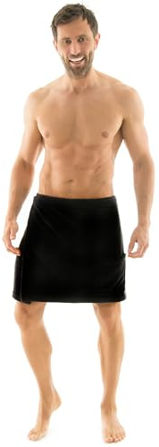 CelinaTex Malaga Saunakilt Herren S/M schwarz Mikrofaser Sauna Kilt Coral Fleece Saunamantel Saunatuch