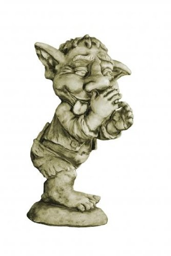 Vidroflor Troll Spitzbube LEN, Steinguss Gartenskulptur, H=50cm, wetterfeste Figur für den Außenbereich