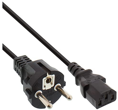 InLine 16651D Netzkabel, Schutzkontakt gerade auf Kaltgerätestecker C13, 1m, schwarz