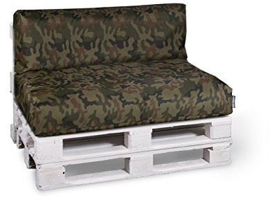 BuBiBag Palettenkissen Sitzkissen Sitzauflage 2er Set - Sitzpolster 120x80x15cm + Rückenkissen 120x40x15 cm - In & Outdoor - Palettenpolster Farben wählbar(Camouflage)