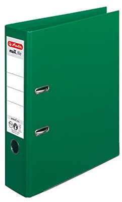 herlitz Ordner A4 maX.file protect +, A4, 8 cm Rückenbreite, Grün, Kunststoffbeschichtung, Einsteckrückenschild, Kantenschutz innen und außen, 1 Stück