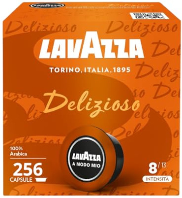 Lavazza A Modo Mio Delizioso - 16 x 16 capsules (256 capsules) - Arabica Blend - Floral - Floral et légèrement liquoreux - Intensité moyenne (8) - Capsules pour machine à expresso - 256 unités