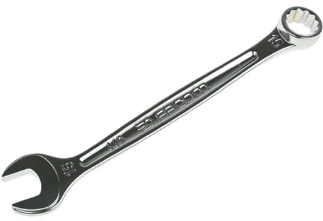 FACOM - Clé Mixte Métrique - Clef Standard pour Toutes les Applications Courantes - Œil 12 Pans à Profil OGV - Serrage Puissant et Sûr - Tête et Fourche Inclinées à 15° - Chrome Satiné - 440.15
