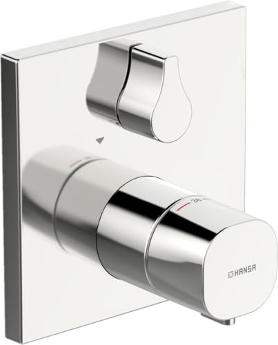 Hansa 81139562 Fertig-Montageset / Brause-Thermostat-Batterie HANSALIVING | Rückflussverhinderer, Schalldämpfer, Temperaturwählgriff mit Sicherheitssperre bei 38 °C, schrom