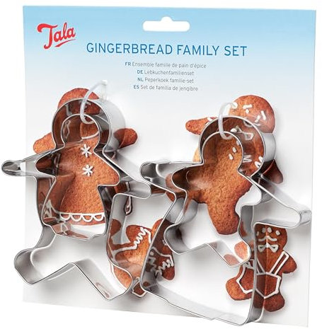 Tala Gingerbread Family Cutter Set, Pack of 4 Stainless Steel Cutters, Perfect for Making Homemade Treats and Perfect for use with Icing, Pastry, Biscuit and Cookie Dough