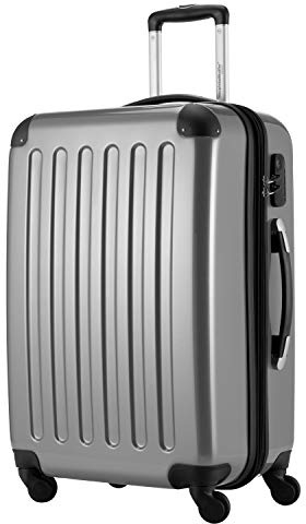 Hauptstadtkoffer Alex - Erweiterbarer Hartschalenkoffer 65 cm (74 L) mit Zahlenschloss - robuster Trolley-Reisekoffer mit 4 Doppelrollen, Silber