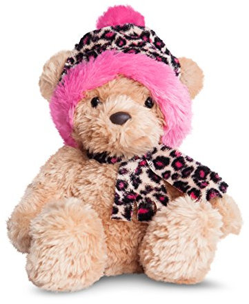 Aurora World 73881 - Wina Bär mit Mütze in Leopardmuster, 23 cm, rosa/Hellbraun