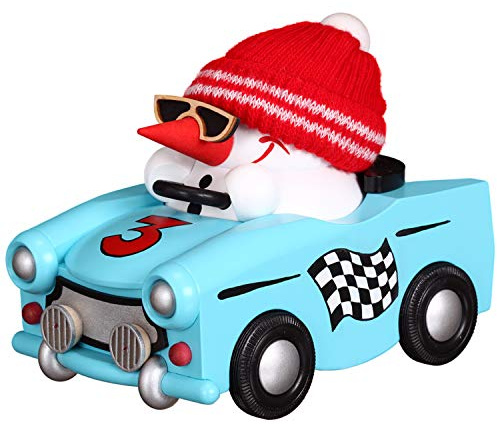 Seiffener Volkskunst | Deko Räuchermännchen | Cool-Man Räuchermann 10 cm | Schneemann | Original Erzgebirge | 19100 | im Trabi