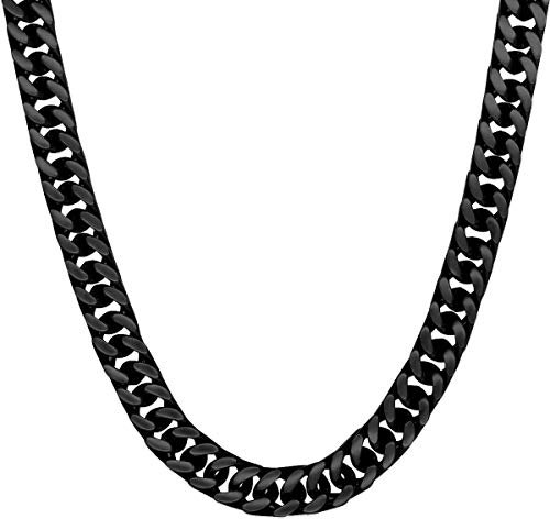 Soul-Cats Panzerkette aus Edelstahl, Breite: 10 mm, Farbe: Schwarz., Kettenlänge ca. 70 cm