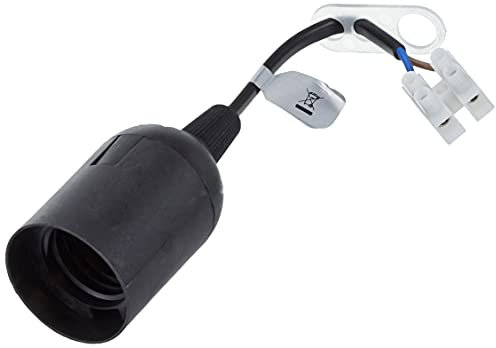 Kopp Renovierungsfassung E27 in Schwarz - 3 Stück - Vormontierte Lampenfassung E27 mit ca. 13 cm sichtbarer Leitung - Baufassung für H03VV-F Leitung bis 2 x 0,75mm² - Hochwertige Fassung 75 Watt