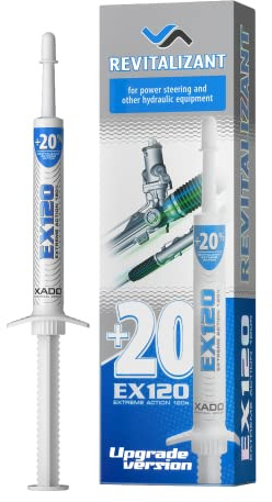 XADO Power Steering Fluid Oil Additive EX120 - Metal Repair Conditioner and Revitalizant for Steering Wheel Booster and Hydraulic Equipment - Protective Fluid Treatment from Wear (Syringe, 8 ml)