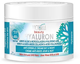 Victoria Beauty - Crema viso acido ialuronico con olio di jojoba, crema antirughe donna, microcollagene ed acido ialuronico oltre i 40 anni
