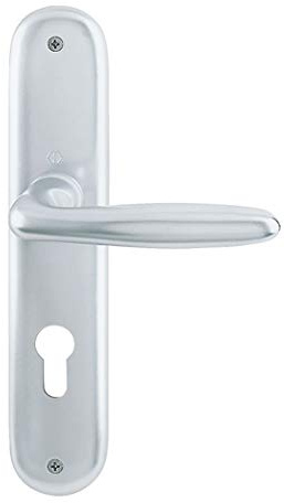 Hoppe Verona Aluminium Langschild Türgriff Garnitur für Innentüren F1 Natur 1510/273P PZ Profilzylinder 8/72 mm