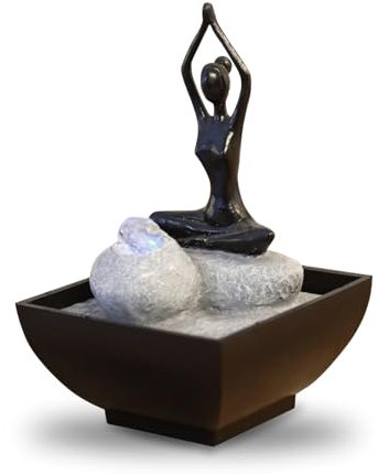 Zen'Light YOGA2 - Fontana in poliresina, 12 x 12 x 17 cm, colore: nero