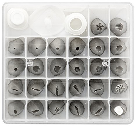DECORA 0263380 Kit 26 BOQUILLAS 2 ADAPTATORES E Soporte con Caja ORGANIZADORA